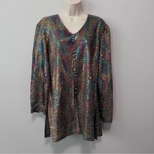 Dressy Betsy Vintage Sparkly Colorful Blouse Size L